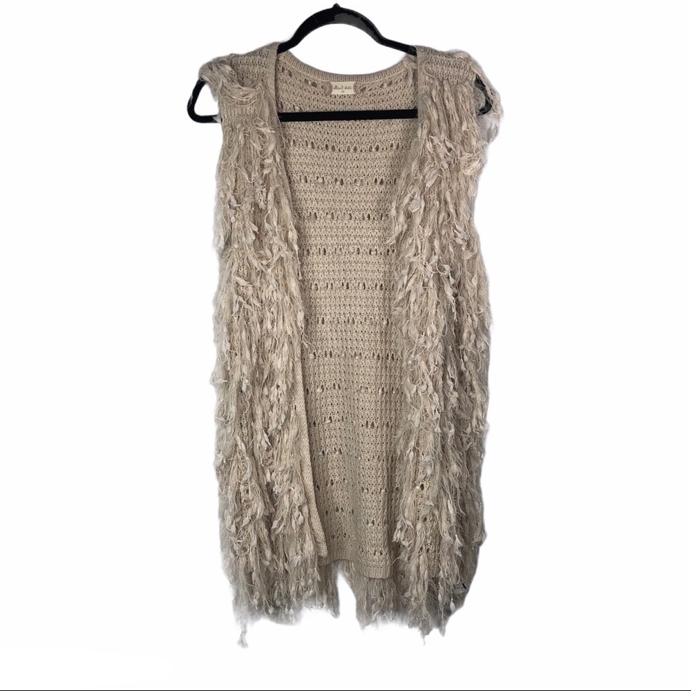 Altar'd State Bohemian Fringe Cream Vest Open Front Sleeveless Festival XS